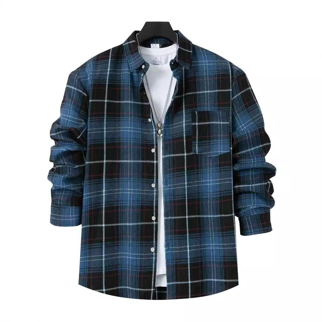 Herren Hemd Kariert Freizeitshirt mit Brusttasche