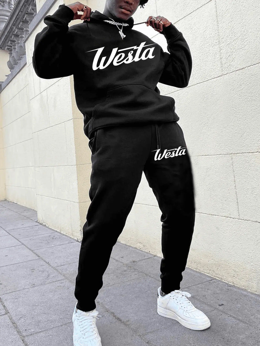Herren Jogginganzug Set mit Logo Hoodie Freizeit Outfit