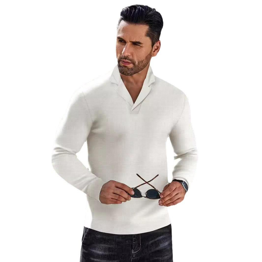 Herren Polohemd Langarm Modern Kragen SlimFit