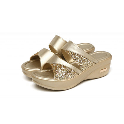Damen Wedge-Sandalen Komfortabel Glitzernd Sommer