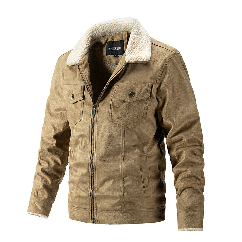 Herren Übergangsjacke Warm Kunstfellkragen Praktisch