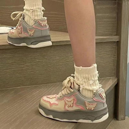 Damen Sneaker Tiermotiv Weichbezug Komfort Sohle