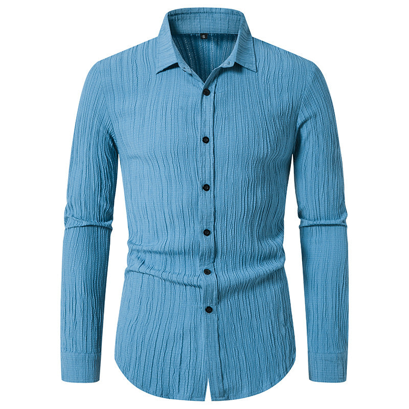 Herren Langarmhemd Modern mit Struktur Optik und Slim Fit