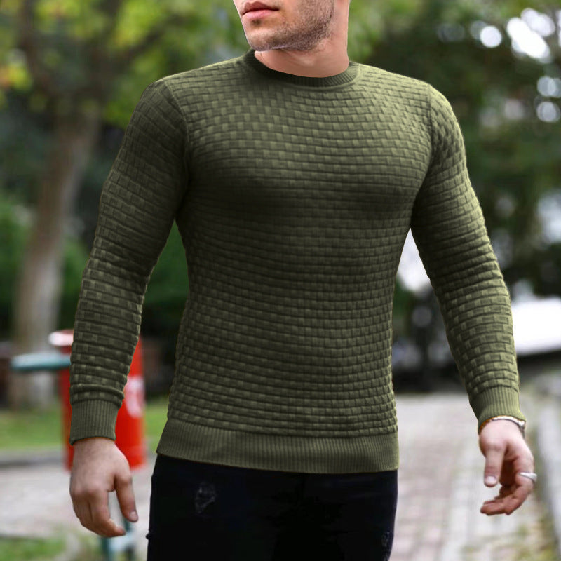 Herren Pullover Rundhals Modern Karo Muster