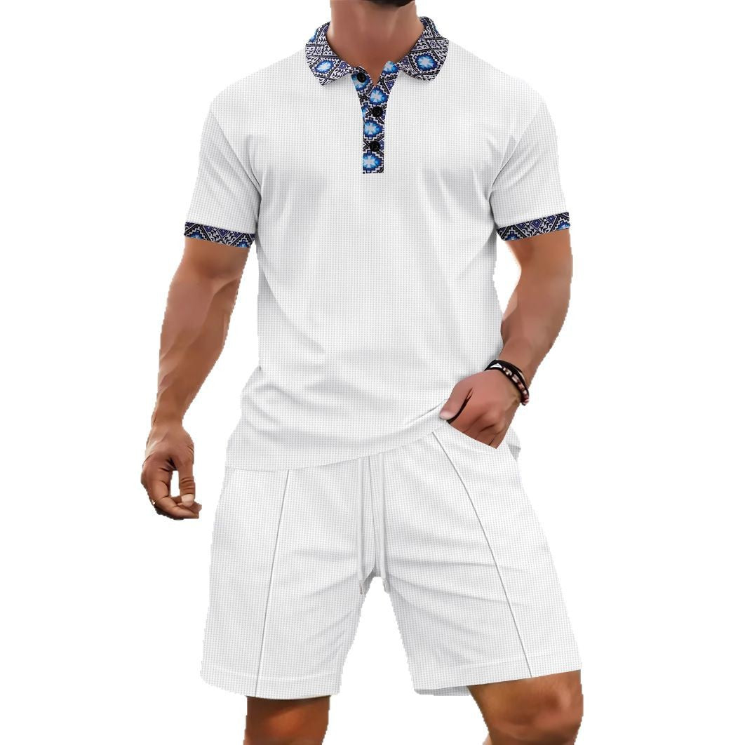 Herren Sportset Kurzarm mit Stilvollen Kragen Modern