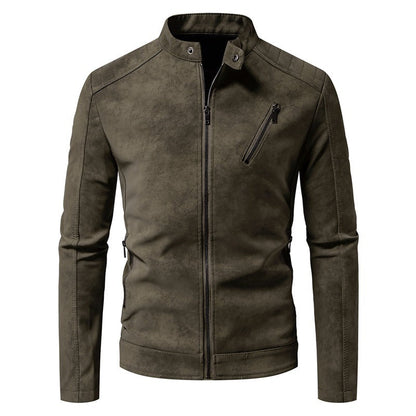 Leder Bikerjacke Herren Modern Schwarz