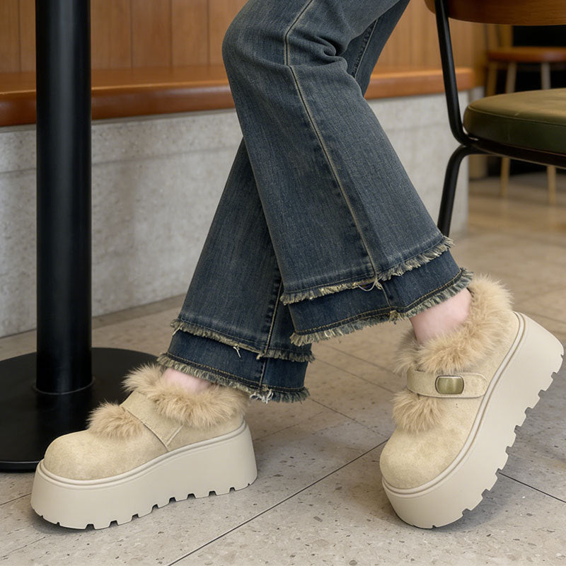 Damen Pantoffeln Flauschig mit Verstellbarem Riemen Warm