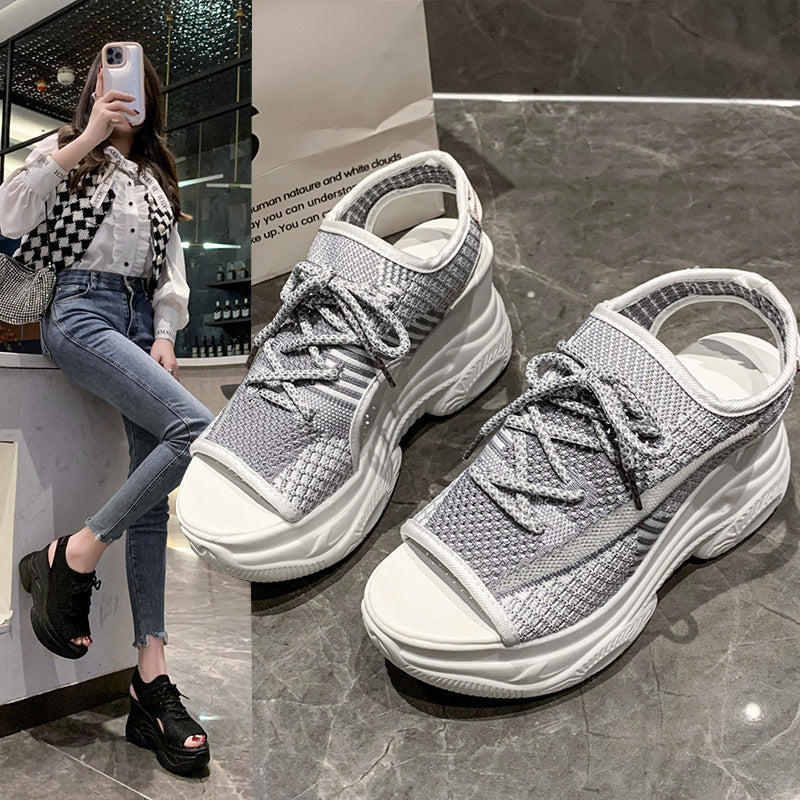 Damen Plateausandalen Sportlich Atmungsaktiv Komfort