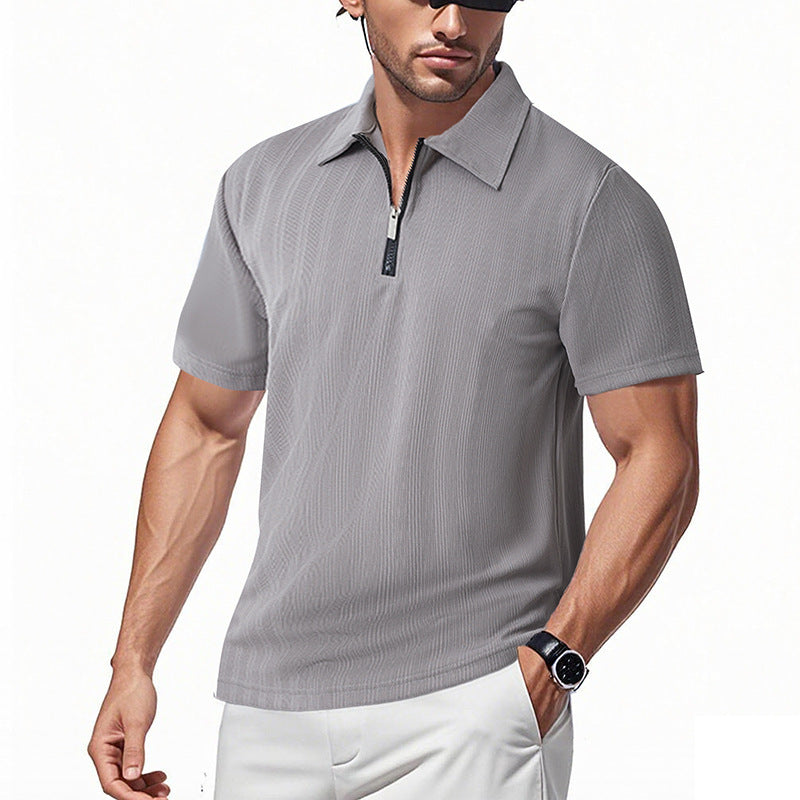 Herren Polohemd Modern mit Reißverschluss Slim Fit