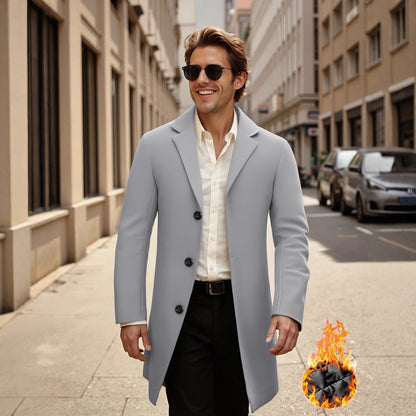 Herren Übercoat Eleganter Langmantel Schwarz