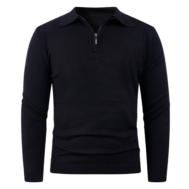 Herren Strickpullover Offener Kragen Feinripp