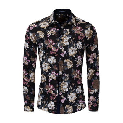Herren Hemd Elegant Floralmuster Stilvolle Bluse