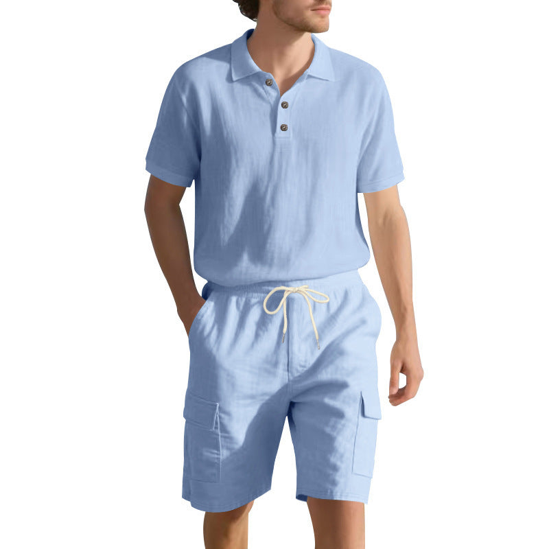 Herren Polohemd und Cargo Shorts Set Sportlich Sommerlich