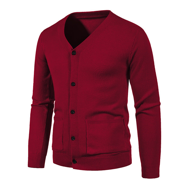Herren Strickcardigan V-Ausschnitt Elegante Kaschmir Optik