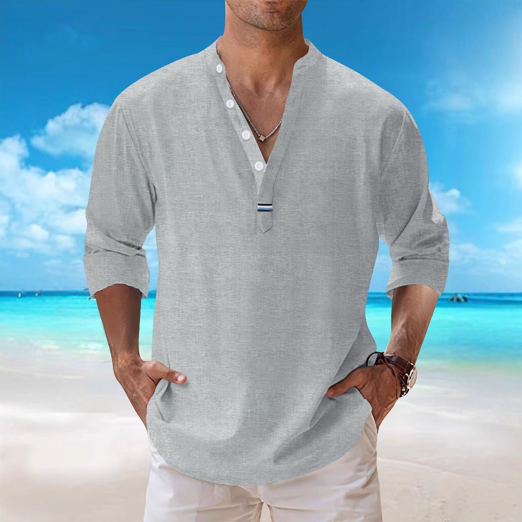 Herren Langarmhemd Modern Slim Fit Knopfleiste