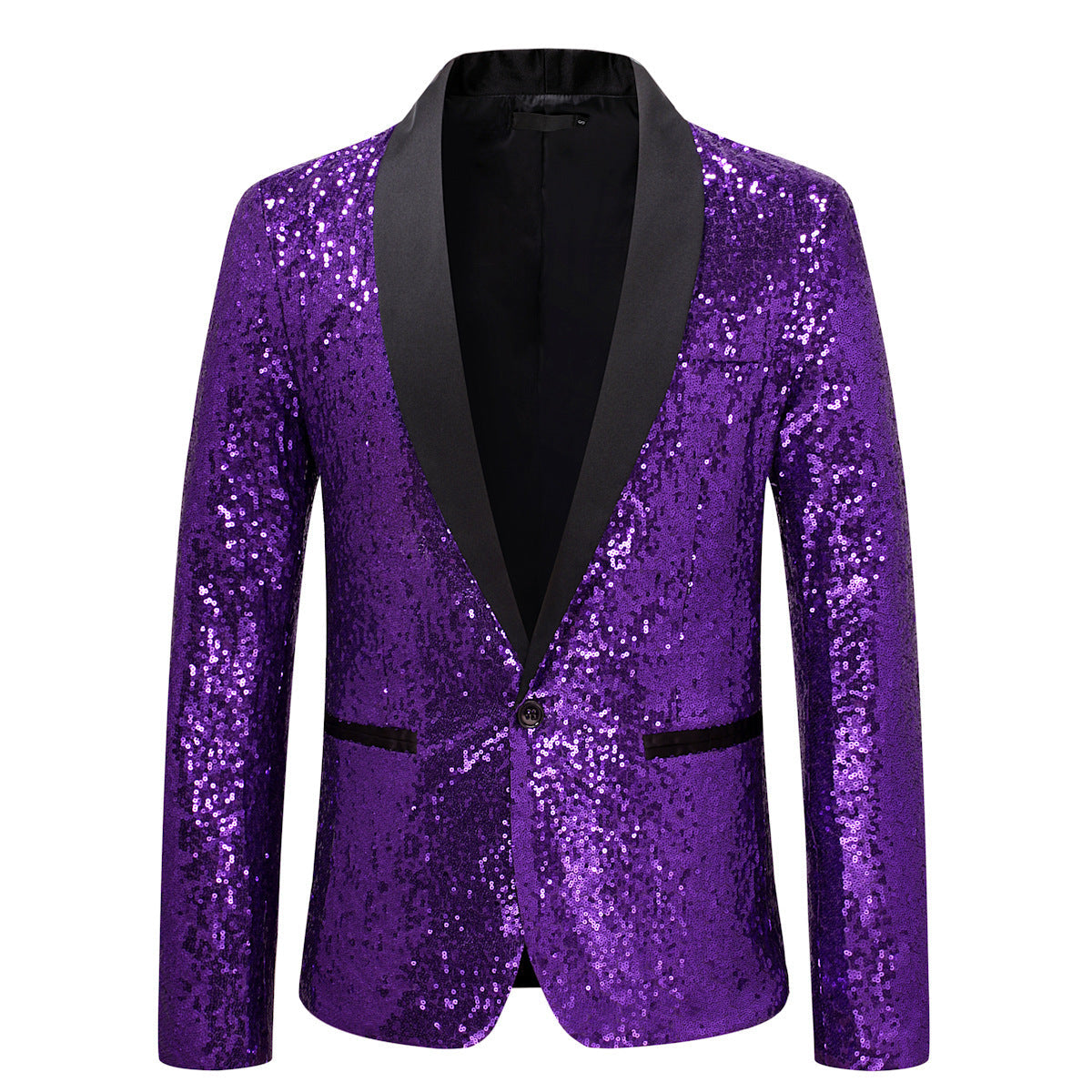 Herren Paillettenblazer Glänzend Elegant Revers