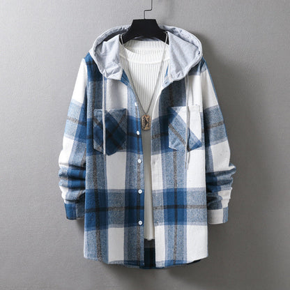 Herren Flanell-Hemdjacke Kapuze Graffiti Muster Schwarz