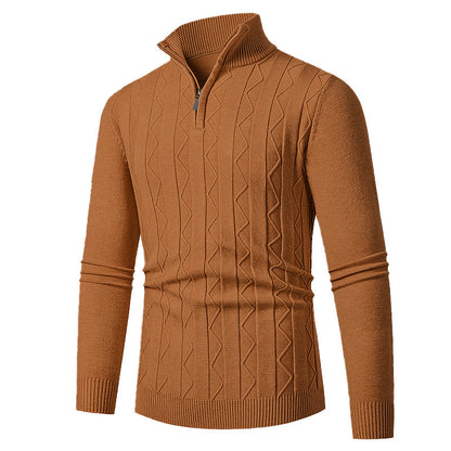 Herren Strickpullover Modern Leicht Zopfmuster Stehkragen