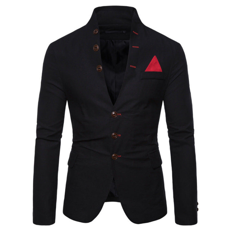 Herren Blazer Modern Stehkragen Elegant Knöpfe