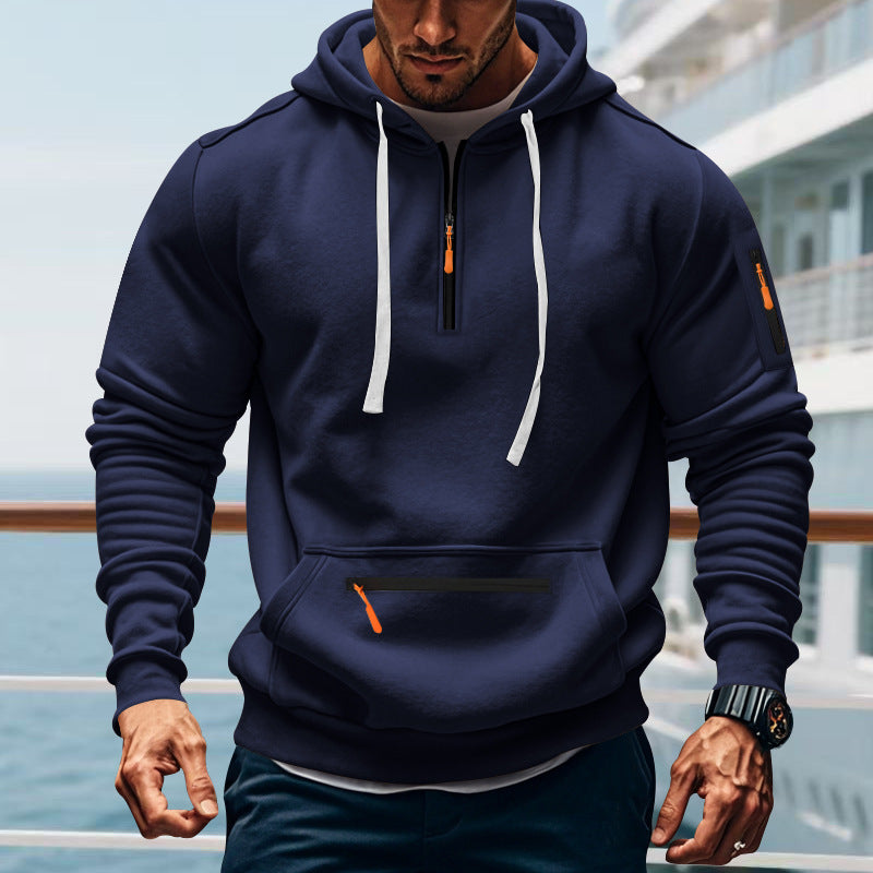 Herren Kapuzenpullover Sportlich mit Zwei-Wege-Reißverschluss