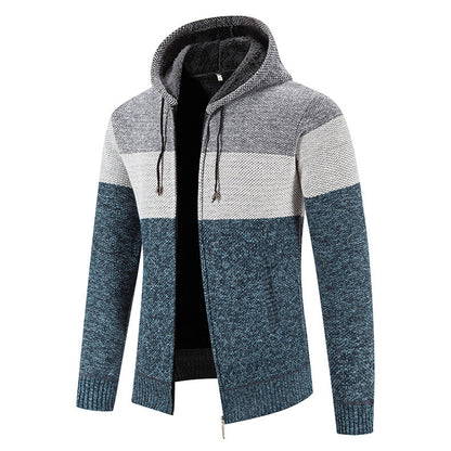 Herren Strickjacke Mit Kapuze Modern Strukturiert