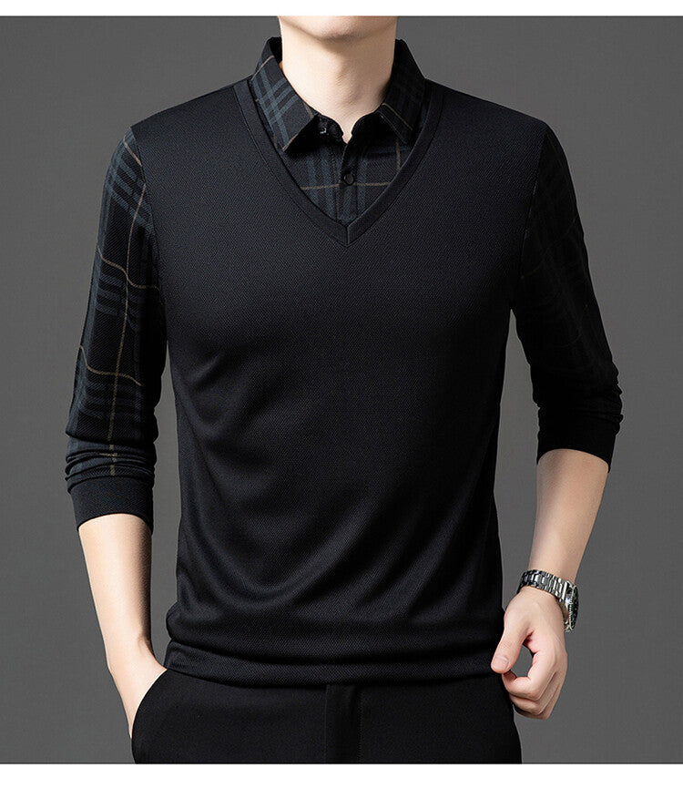 Herren Pullover Eleganter V-Ausschnitt Strukturierte Ärmel