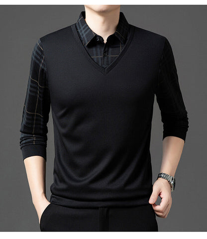 Herren Pullover Eleganter V-Ausschnitt Strukturierte Ärmel