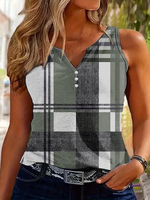 Damen Top V-Ausschnitt Ärmellos Modern Dekorativ