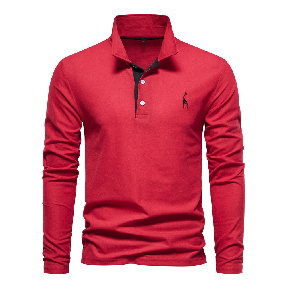 Herren Poloshirt Langarm Modern atmungsaktiv Baumwolle