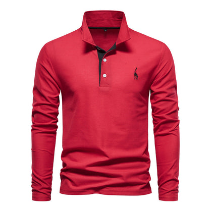 Herren Poloshirt Langarm Modern atmungsaktiv Baumwolle