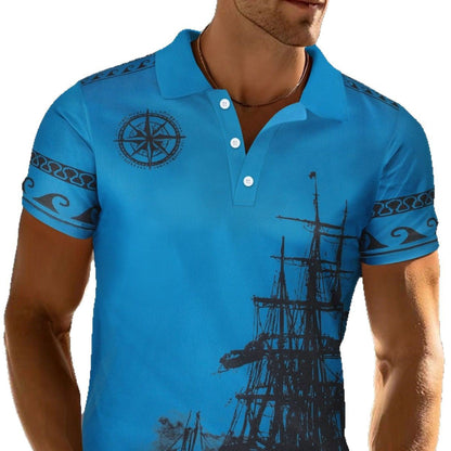 Herren Poloshirt Modern Maritim Blau