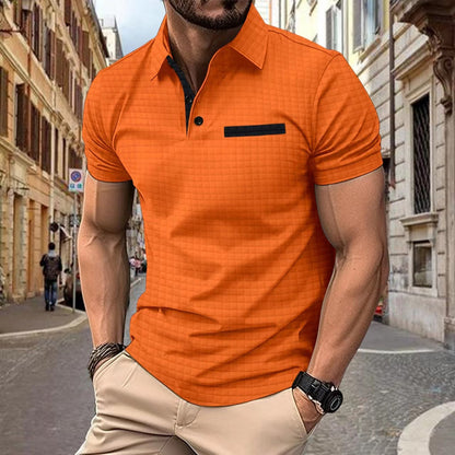 Herren Polohemd Kurzarm Elegant Strukturiert Modern