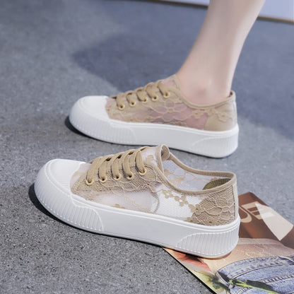 Damen Sneaker Spitze Applikation Luftig Netz - BerlinGlamour