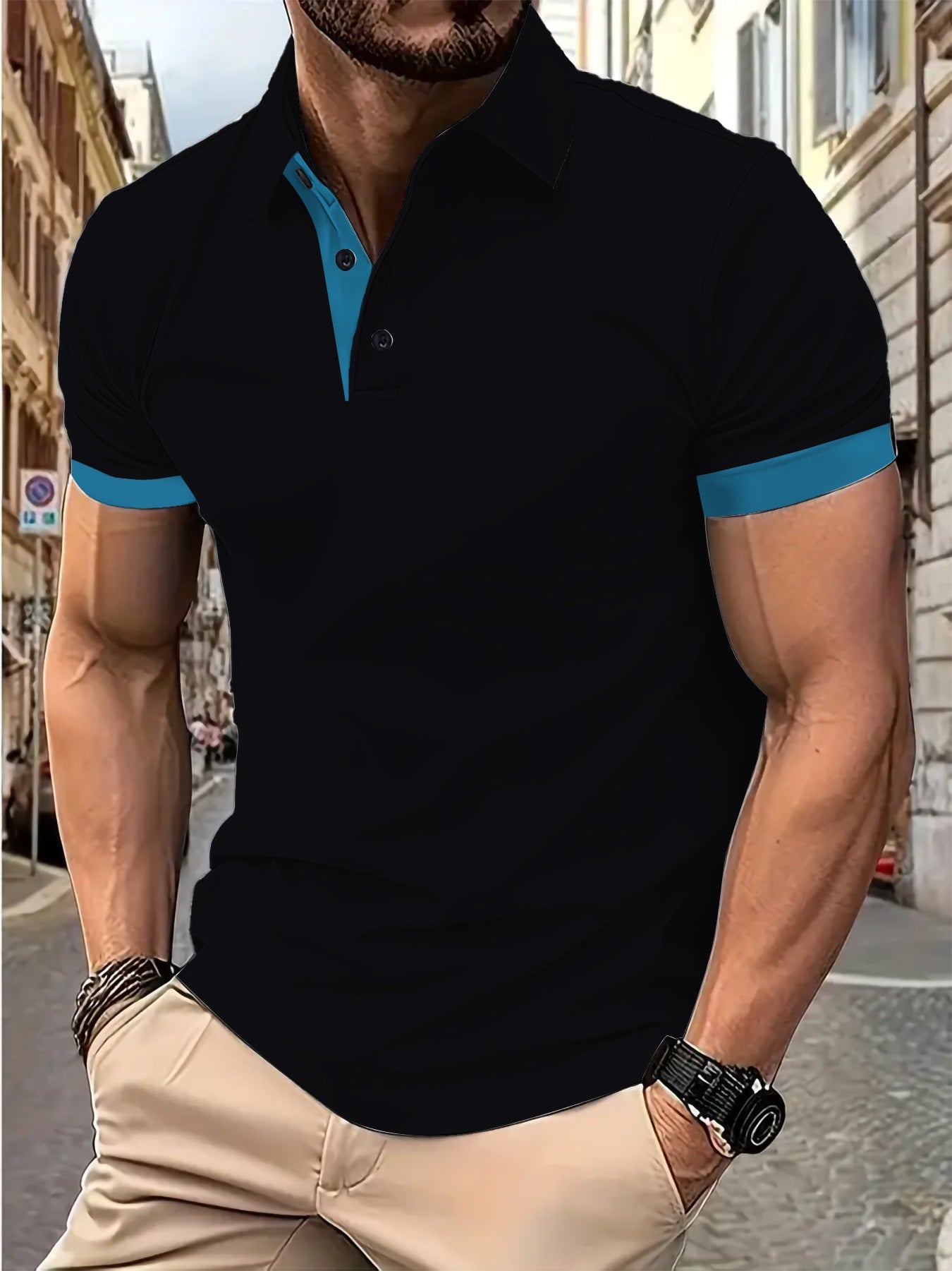 Herren Poloshirt Modern mit Kontraststreifen