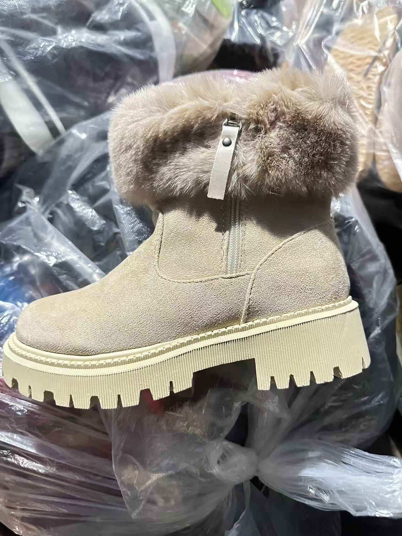 Damen Winterstiefel Gefüttert Warm mit Kunstfell und Rutschfesten Sohlen