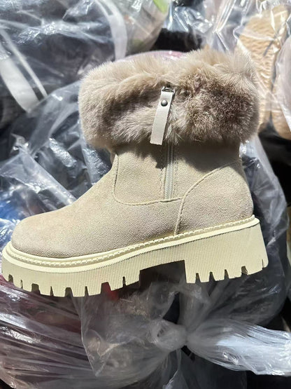 Damen Winterstiefel Gefüttert Warm mit Kunstfell und Rutschfesten Sohlen
