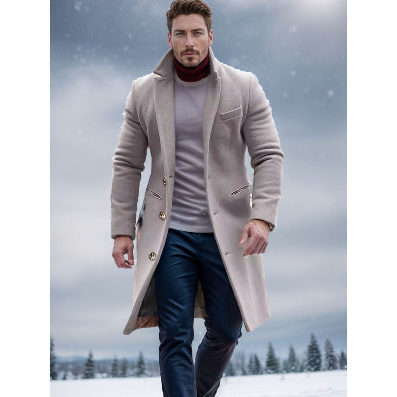 Herren Wollmantel Eleganter Wintermantel Strukturiert