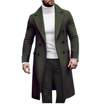 Herren Doppelmantel Eleganter Wintermantel Mit Taschen