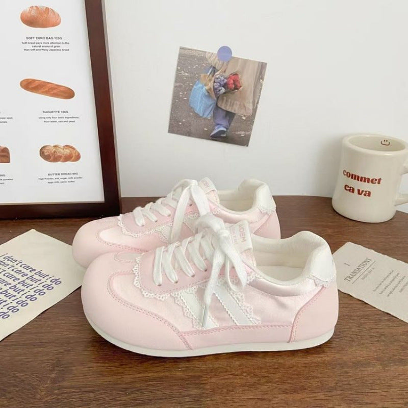 Damen Sneaker Weiß Atmungsaktiv Mit Spitzendetail
