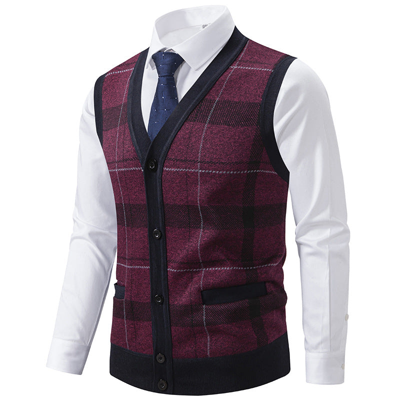 Herren Strickjacke Modern Karomuster Elegante Schale