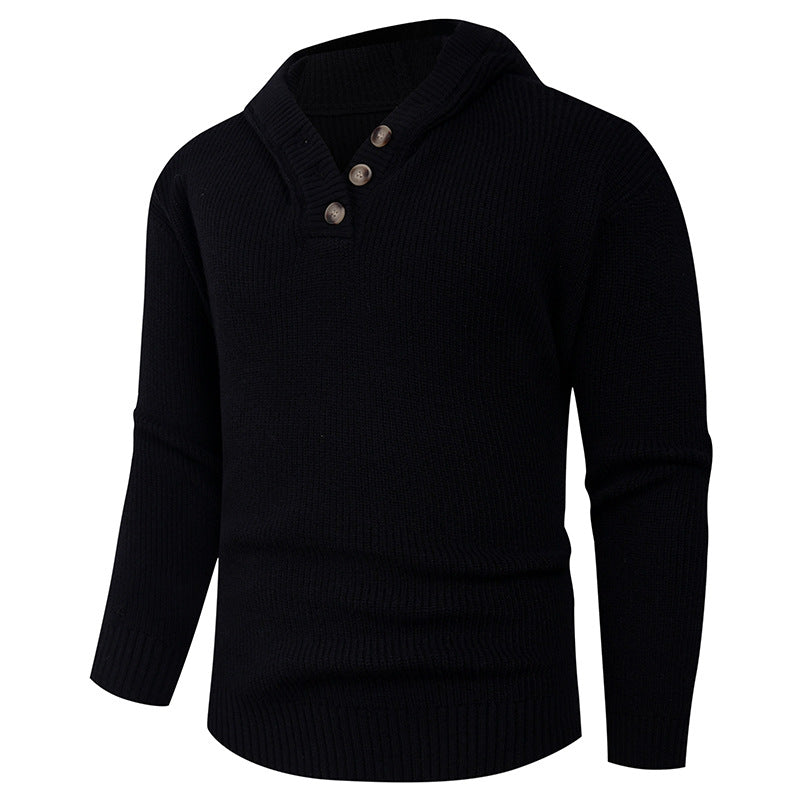Herren Pullover Schalkragen Elegante Knöpfe Modern