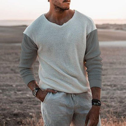 Herren Strickpullover Modern V-Ausschnitt Strukturiert