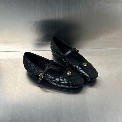 Damen Ballerinas Elegant Bequem Riemen Schuhe