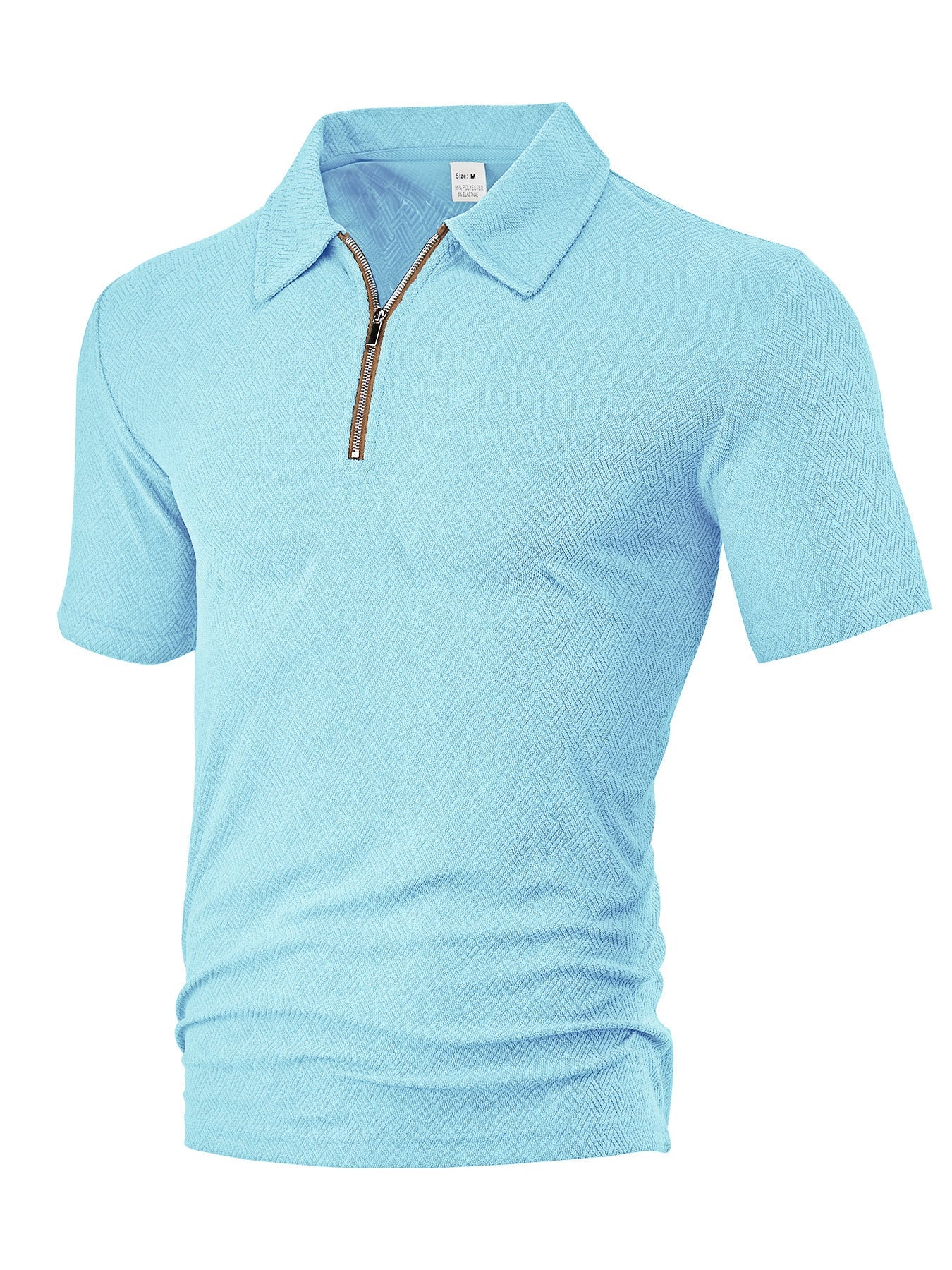 Herren Poloshirt Strukturiert Modern Reißverschluss