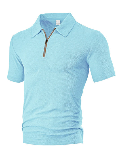 Herren Poloshirt Strukturiert Modern Reißverschluss