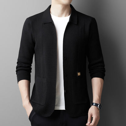 Herren Strickjacke Lässig Modern Grau