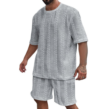 Herren Strickset Oversized T-Shirt und Shorts Casual