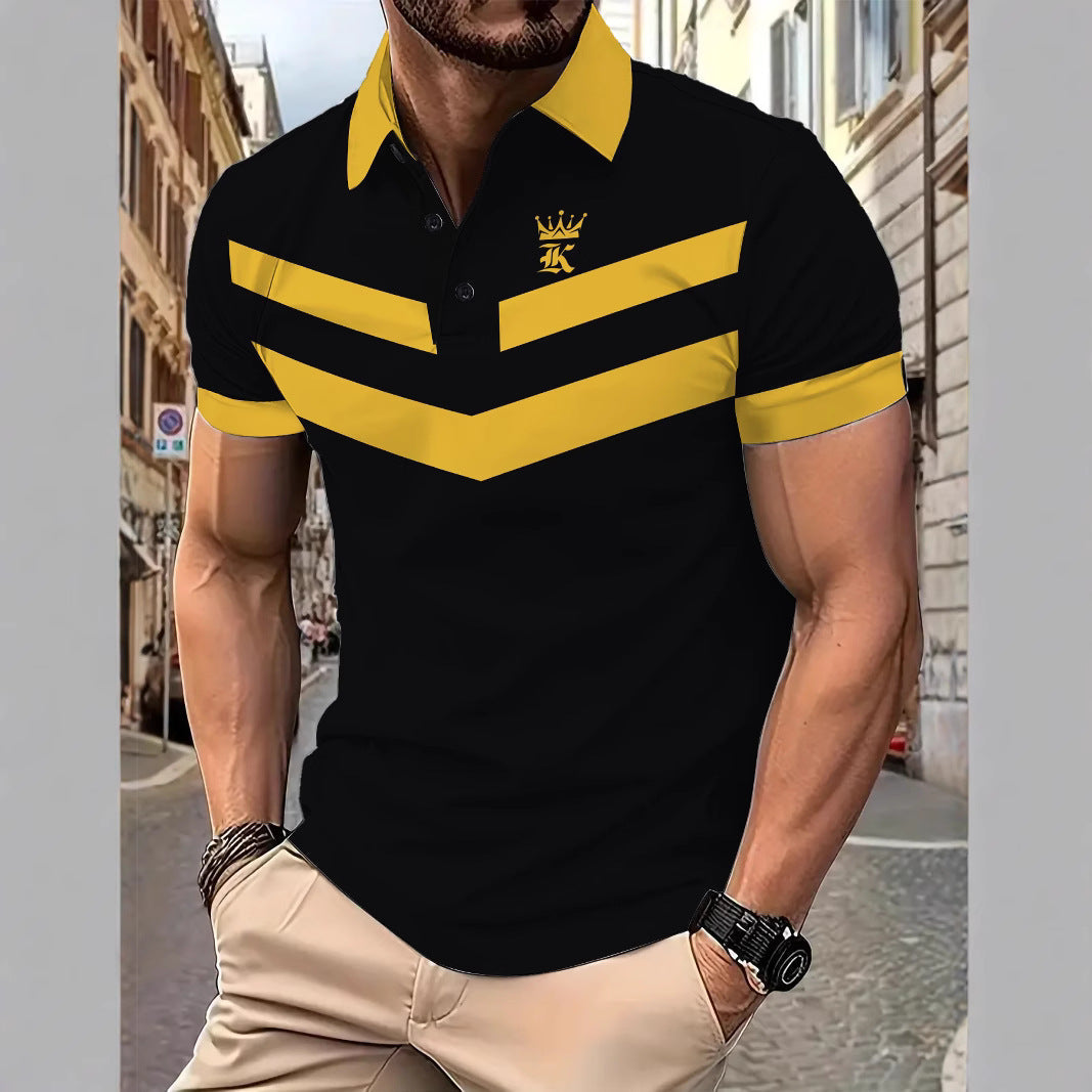 Herren Poloshirt Modern V-Ausschnitt Farbblock Design - BerlinGlamour