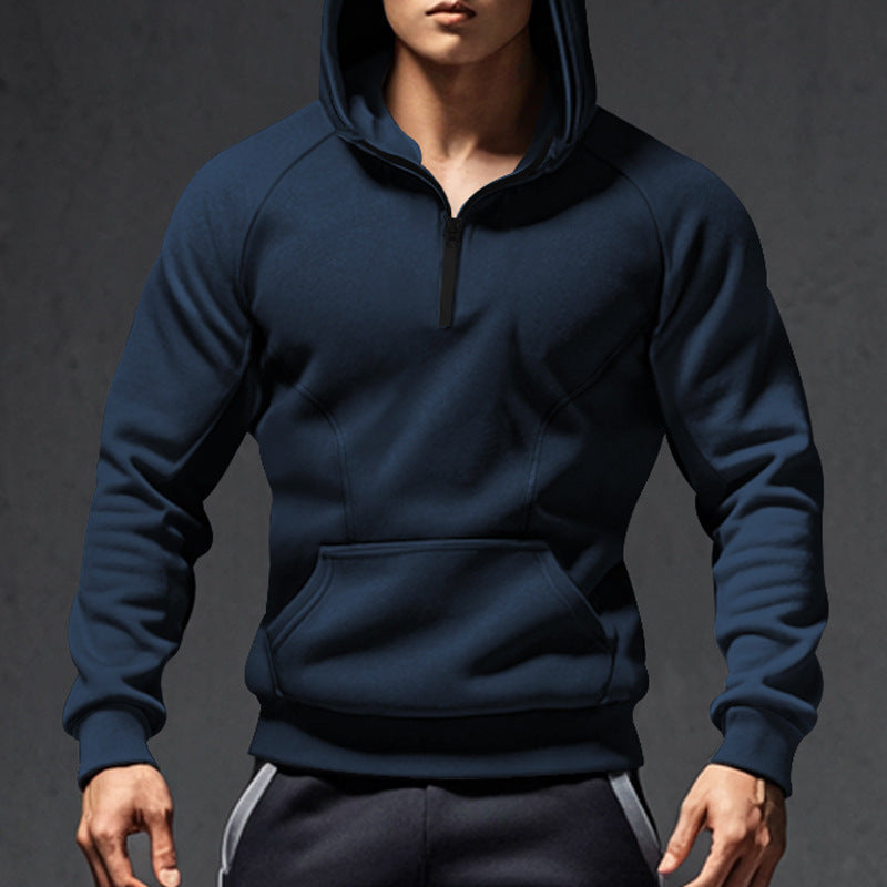Herren Hoodie Sportlich Halbzipp Reißverschluss