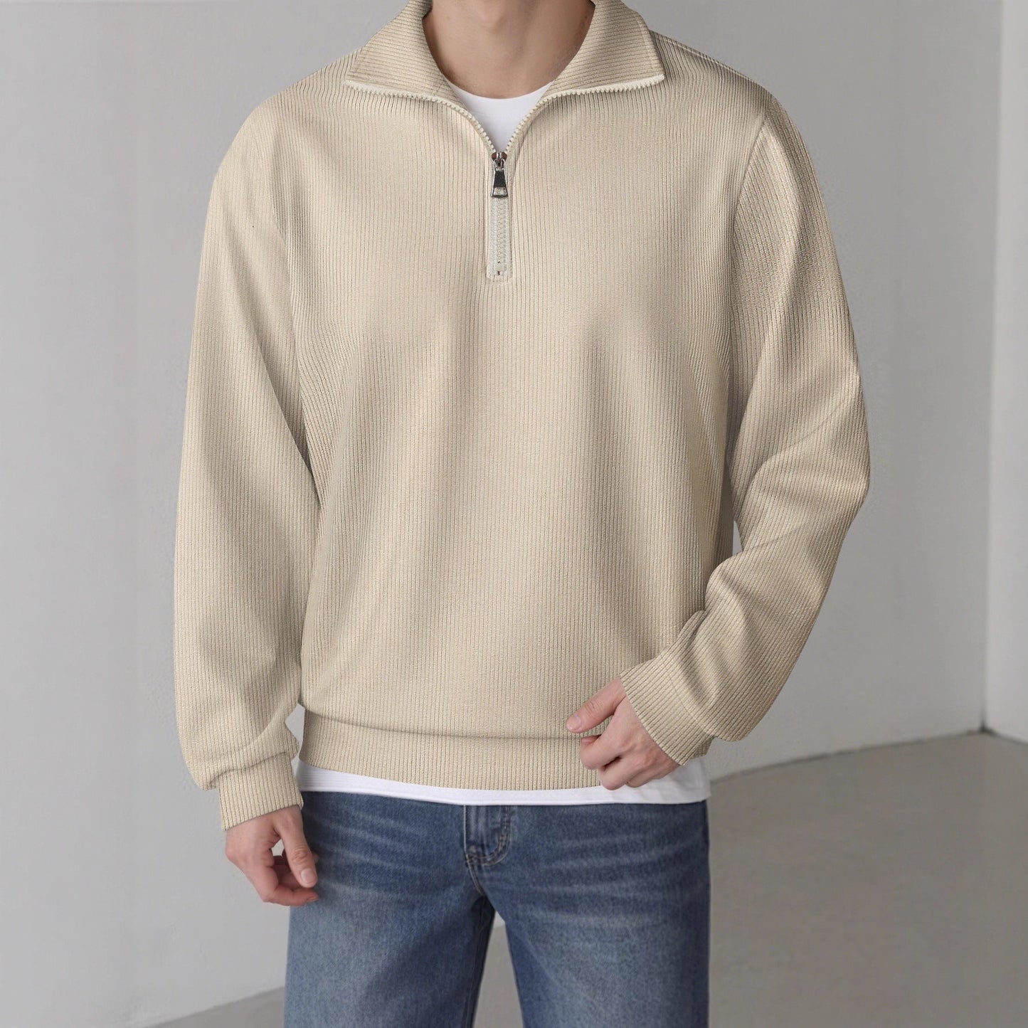 Herren Pullover Lässig Mit Reißverschluss Casual